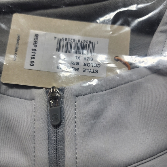 Men's Peter Millar Light Gray Half-Zip Sweater - Picture 3 of 4